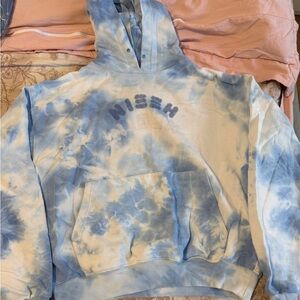 Nieeh Blue and White Tie-Dye Hoodie Jennie black pink